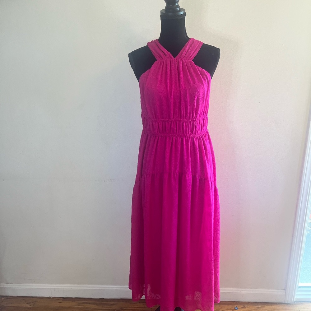 Maggy London Vibrant Pink Midi Dress